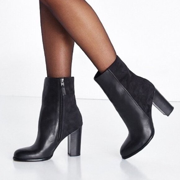 Sam Edelman "Reyes" Black Leather Heeled Booties - Picture 3 of 14
